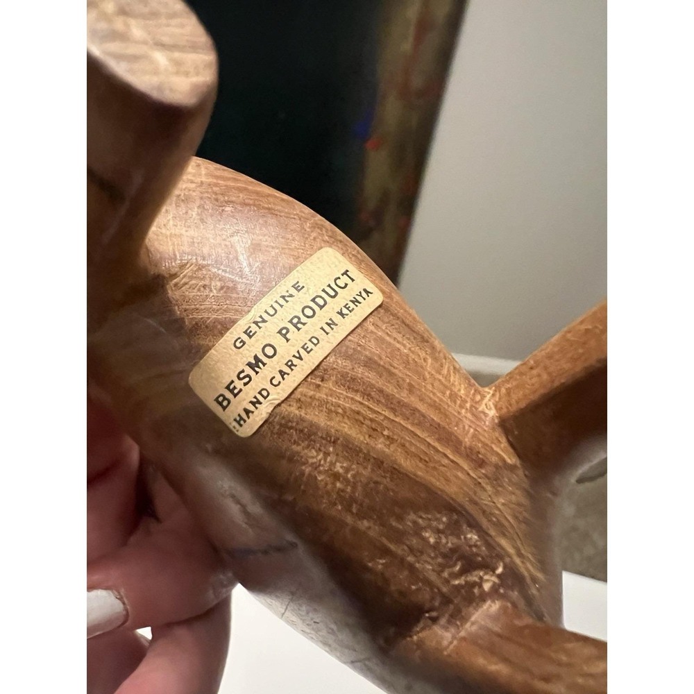 Wooden Hand Carved Animal Made in Kenya Africa Genuine Besmo Product - Picture 6 of 8